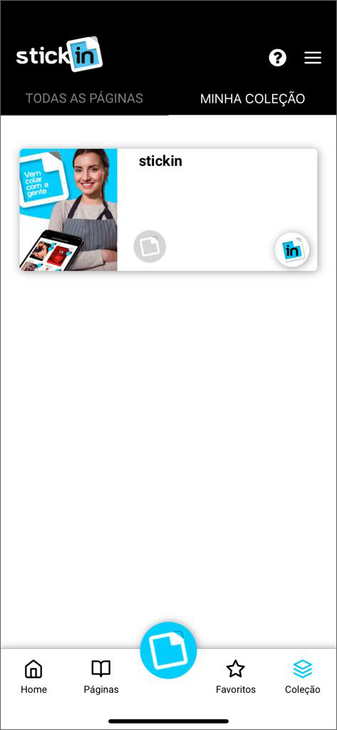 Tela de cadastro do Sistema Stickin.