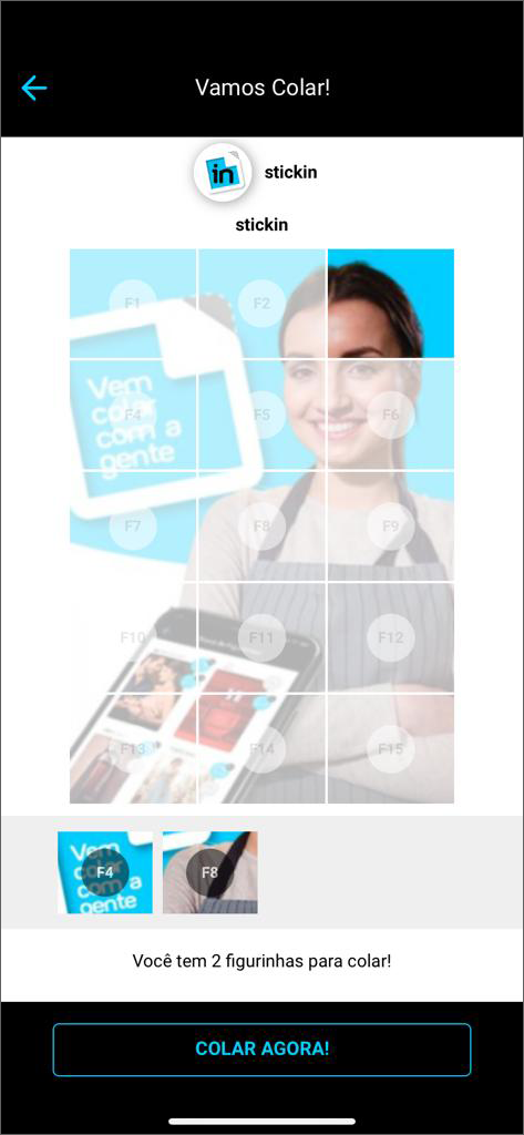 Tela de cadastro do Sistema Stickin.