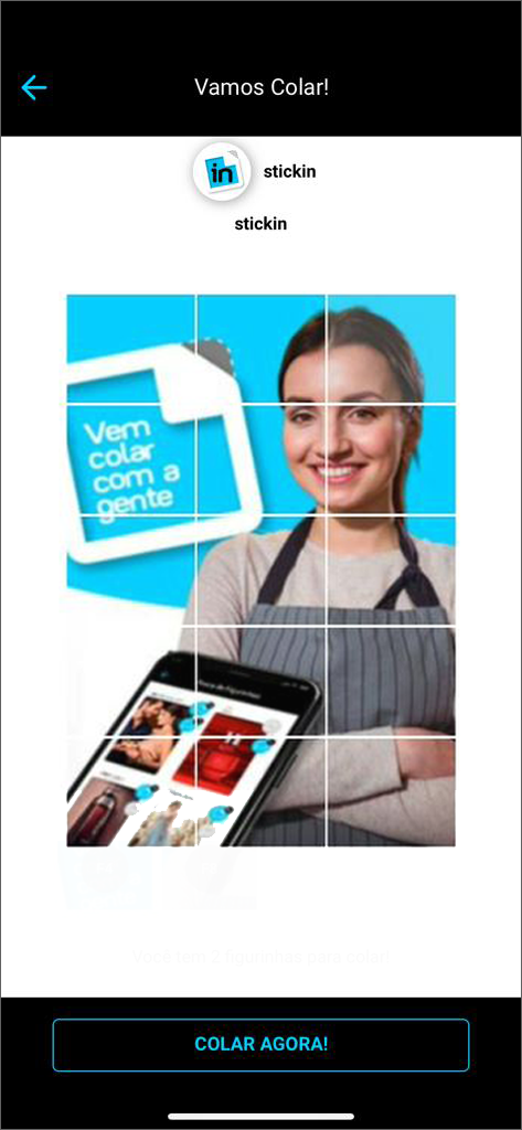 Tela de cadastro do Sistema Stickin.